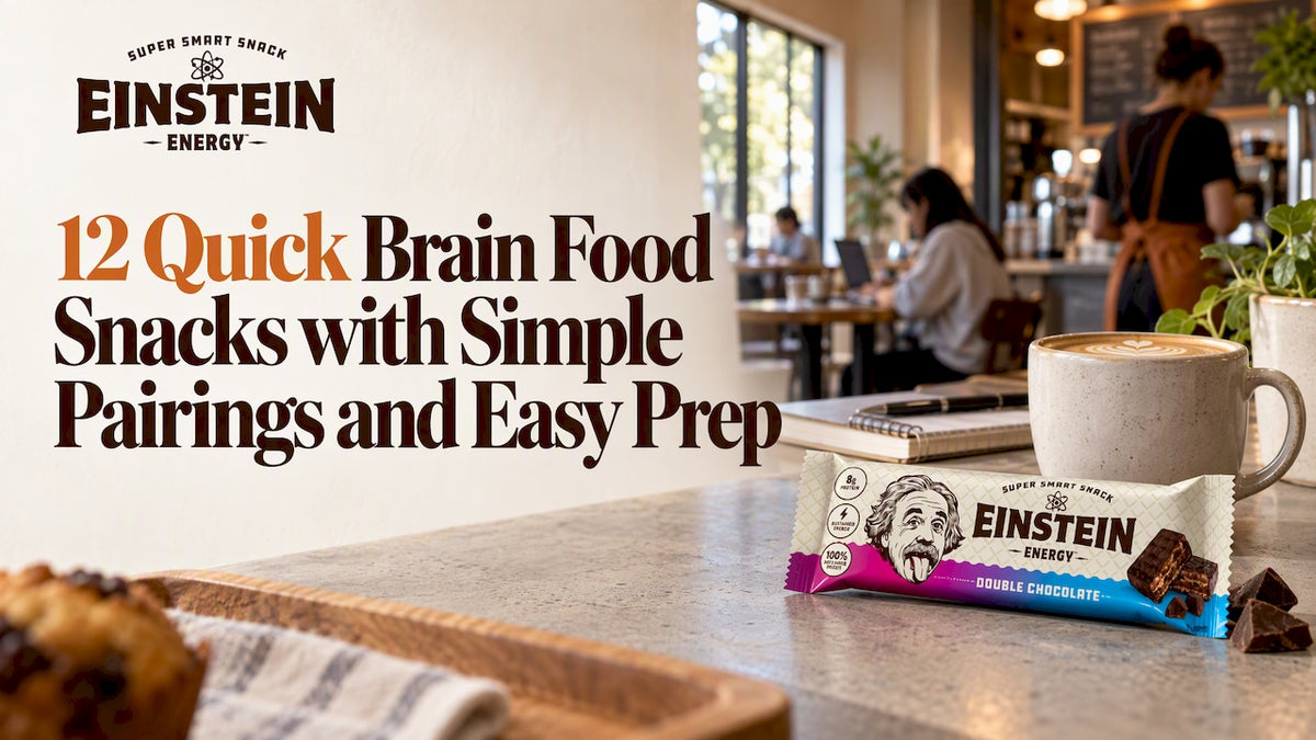 Einstein Energy bar on a café counter