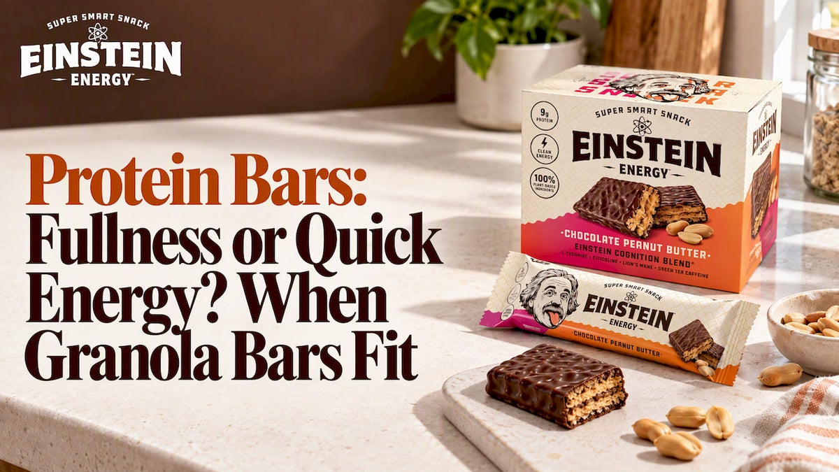 Einstein bar beside a plain granola bar