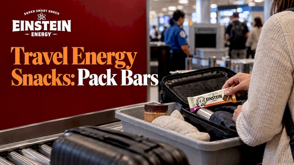 Travel snacks packed beside an airport security tray